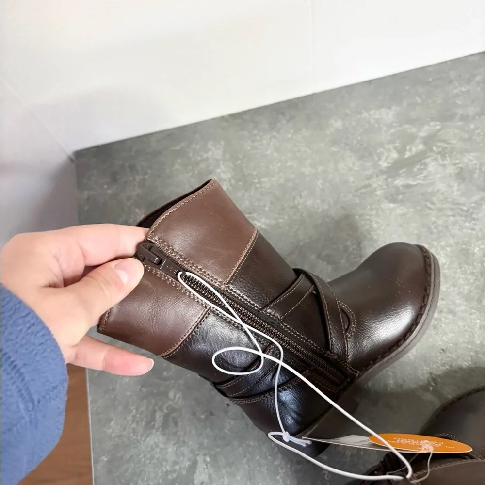 Gymboree brown tall faux leather boots fall zipper size 6 toddler baby new